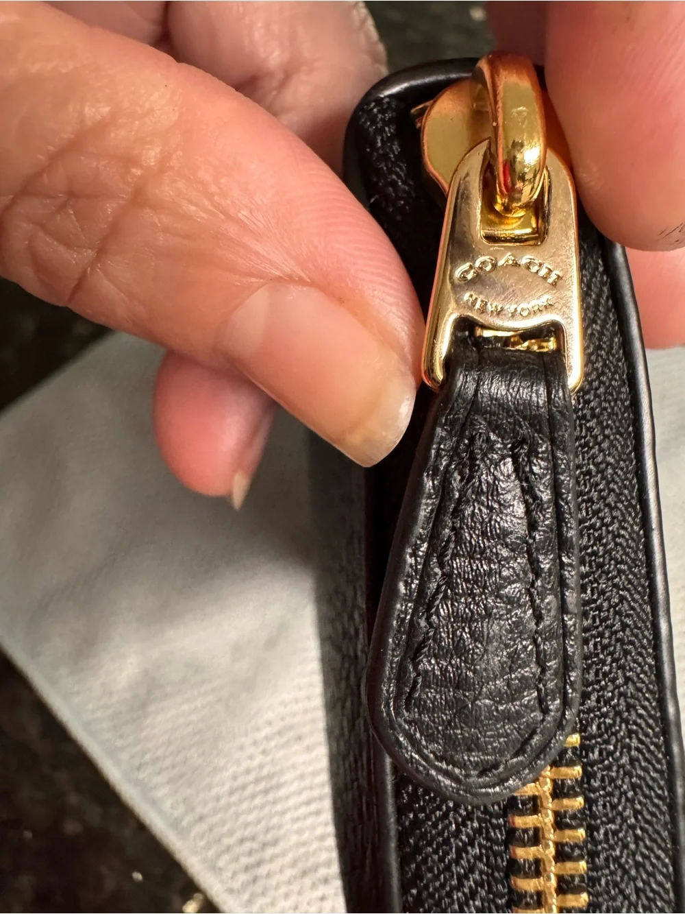 Coach Black Pebbled Leather Zip Wallet